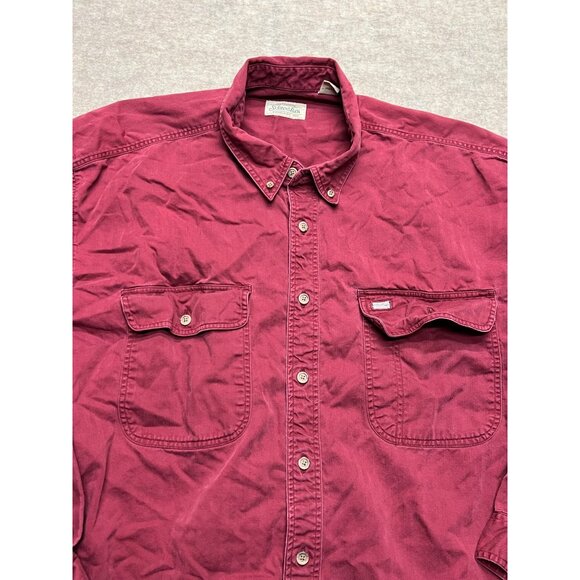 Vintage 90's St.John's Bay Red Button Down Cotton Men's Shirt XXLT - Picture 2 of 9